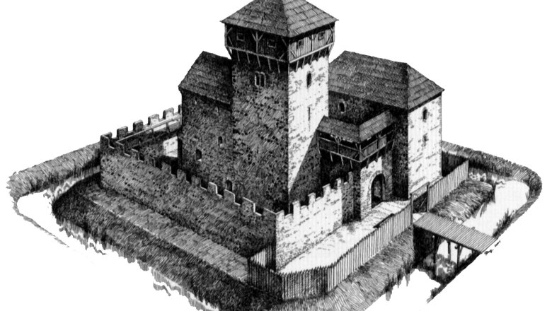 Rekonstruktion der Burg Sachsendorf in der Zeit um 1300, © Gerhard Reichhalter & Martin Krenn Rekonstruktion der Burg Sachsendorf in der Zeit um 1300, © Gerhard Reichhalter & Martin Krenn