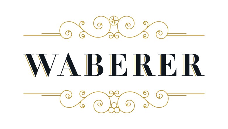Betriebslogo, © Weingut Waberer Logo mit dem Schriftzug 'WABERER' und dekorativen goldenen Ornamenten.