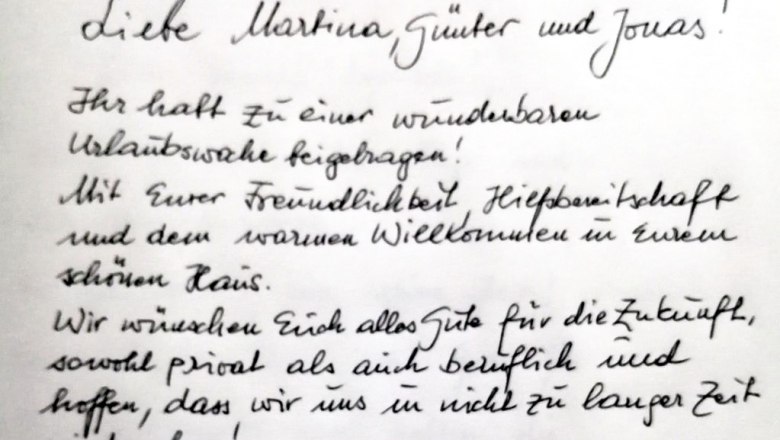 Gästebucheintrag, © Martina Bachzelt Gästebucheintrag, © Martina Bachzelt