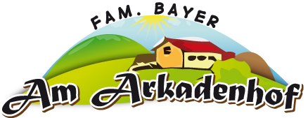 Logo, © © Bayer Logo des Arkadenhofs mit Landschaft und Bauernhaus.