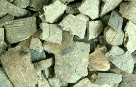 Bei Ausgrabungen gefundene Speisereste: Stücke von Schildkrötenpanzern, © Rudolf Gold Bei Ausgrabungen gefundene Speisereste: Stücke von Schildkrötenpanzern, © Rudolf Gold