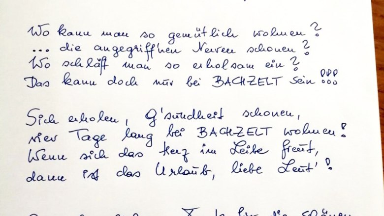 Gästebucheintrag, © Martina Bachzelt Gästebucheintrag, © Martina Bachzelt