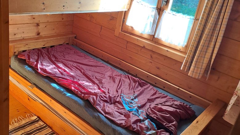 Schlafzimmer in der Hütte, © Familie Kasser Schlafzimmer in der Hütte, © Familie Kasser