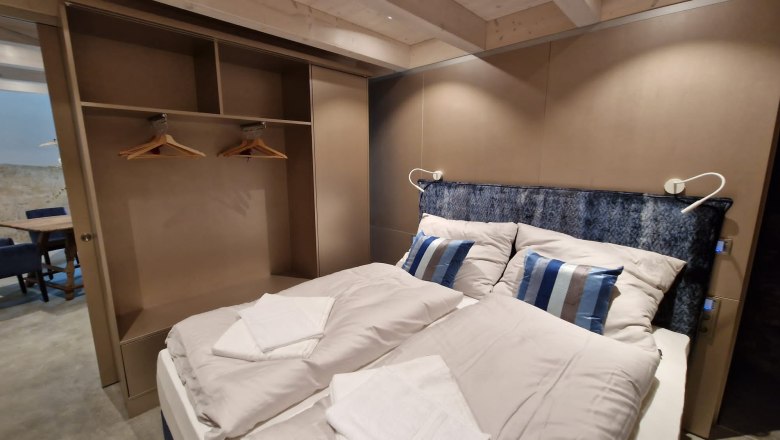 Schlafzimmer im Turm Leiben, Apartment Gewölbe, © Familie Kleemann Schlafzimmer im Turm Leiben, Apartment Gewölbe, © Familie Kleemann