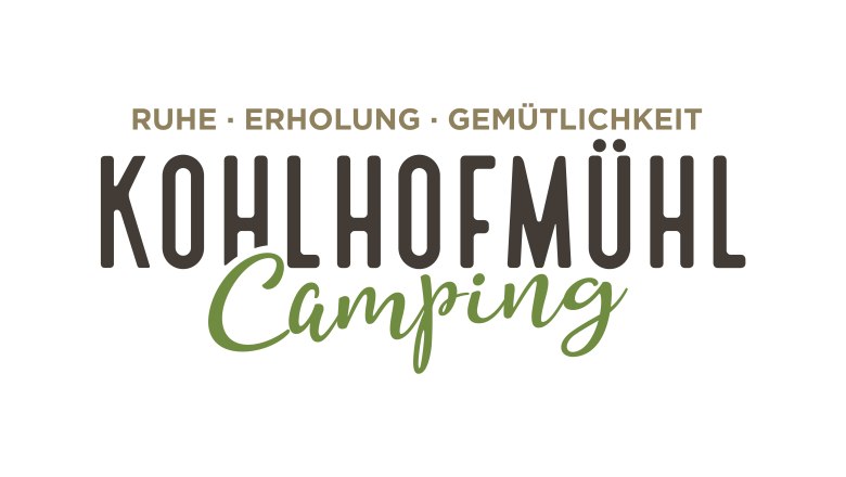 Kohlhofmühl Camping, © Oliver Berger Logo von Kohlhofmühl Camping mit den Worten Ruhe, Erholung, Gemütlichkeit.