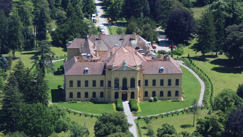 Schloss Eckartsau, © Grüssel Luftbildaufnahme von Schloss Eckarstau
