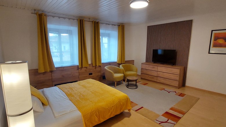 Couch oder Doppelbett möglich, © Familie Frei Couch oder Doppelbett möglich, © Familie Frei