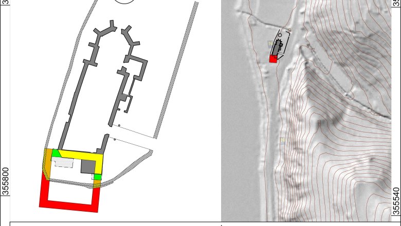 Römischer Burgus südlich der Kirche, St. Johann, © SILVA NORTICA Römischer Burgus südlich der Kirche, St. Johann, © SILVA NORTICA
