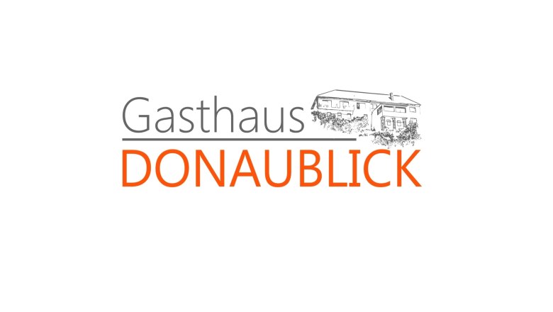 logo, © Gasthof Donaublick Logo des Gasthauses Donaublick mit Gebäudezeichnung.