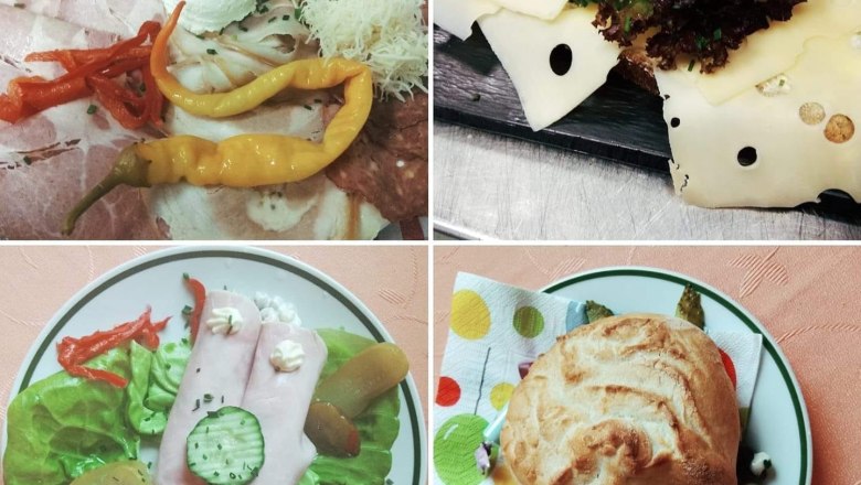 Verschiedene &ouml;sterreichische Jausen mit Wurst, K&auml;se und Brot.