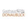 Logo des Gasthauses Donaublick mit Geb&auml;udezeichnung.