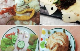 Verschiedene &ouml;sterreichische Jausen mit Wurst, K&auml;se und Brot.