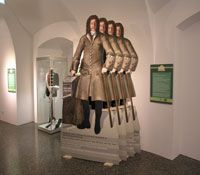 Ausstellungsraum mit Figuren und Exponaten im Wachaulabor.