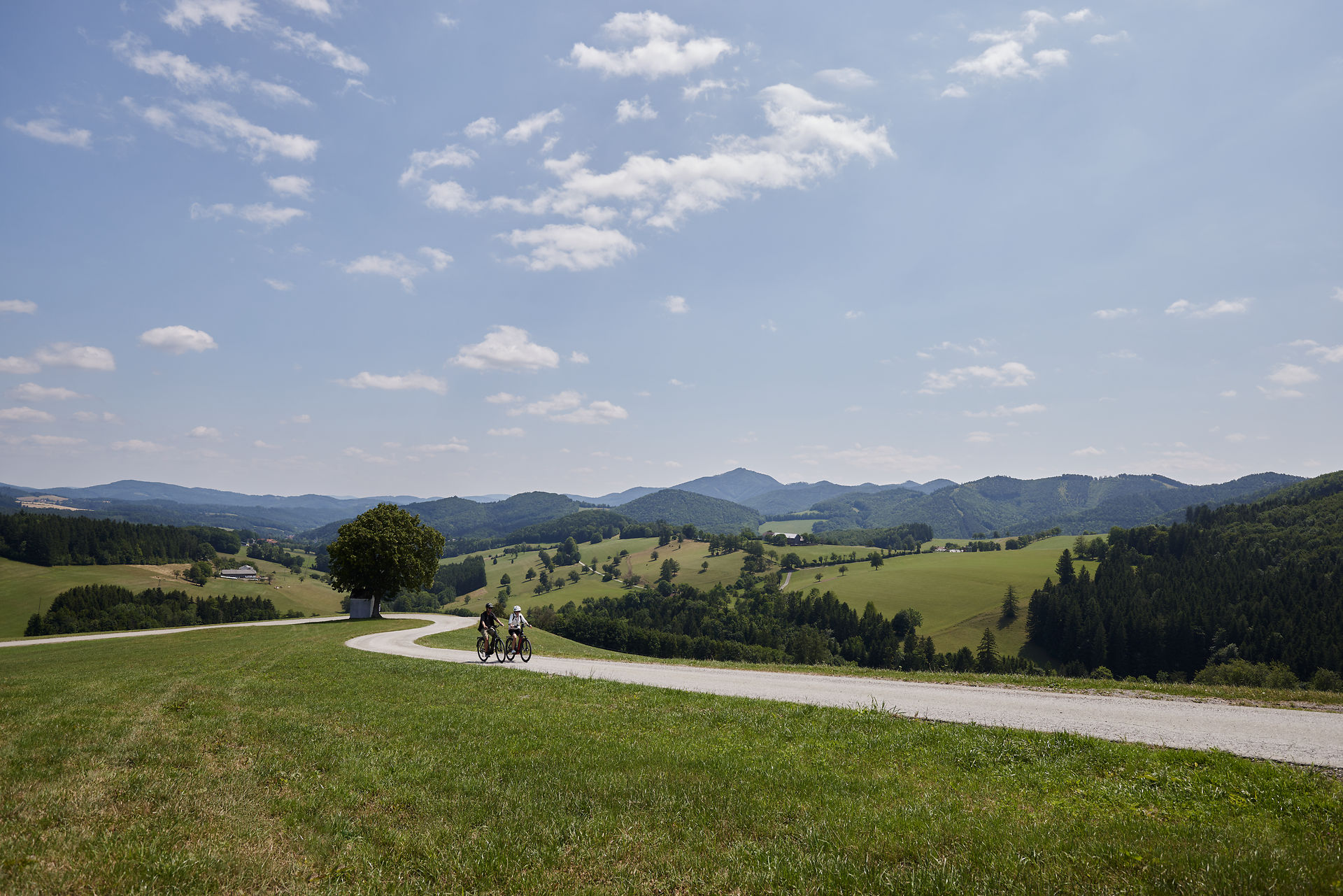 Sanfte Hügel und weitläufige Wiesen laden zu einer erholsamen Radtour ein. Die klare Luft und die malerische Landschaft schaffen eine perfekte Kulisse für unvergessliche Erlebnisse in der Natur.