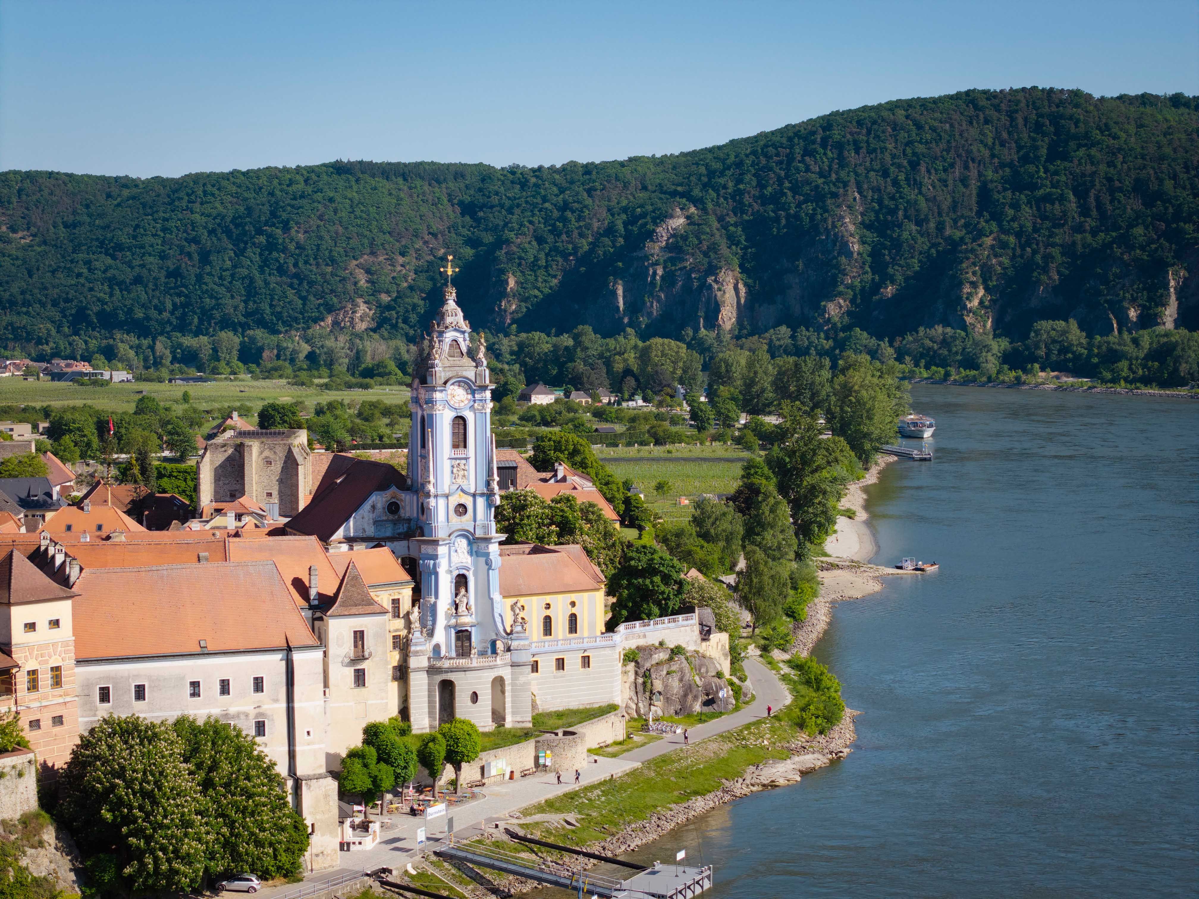 Stift Dürnstein aus der Vogelperspektive
