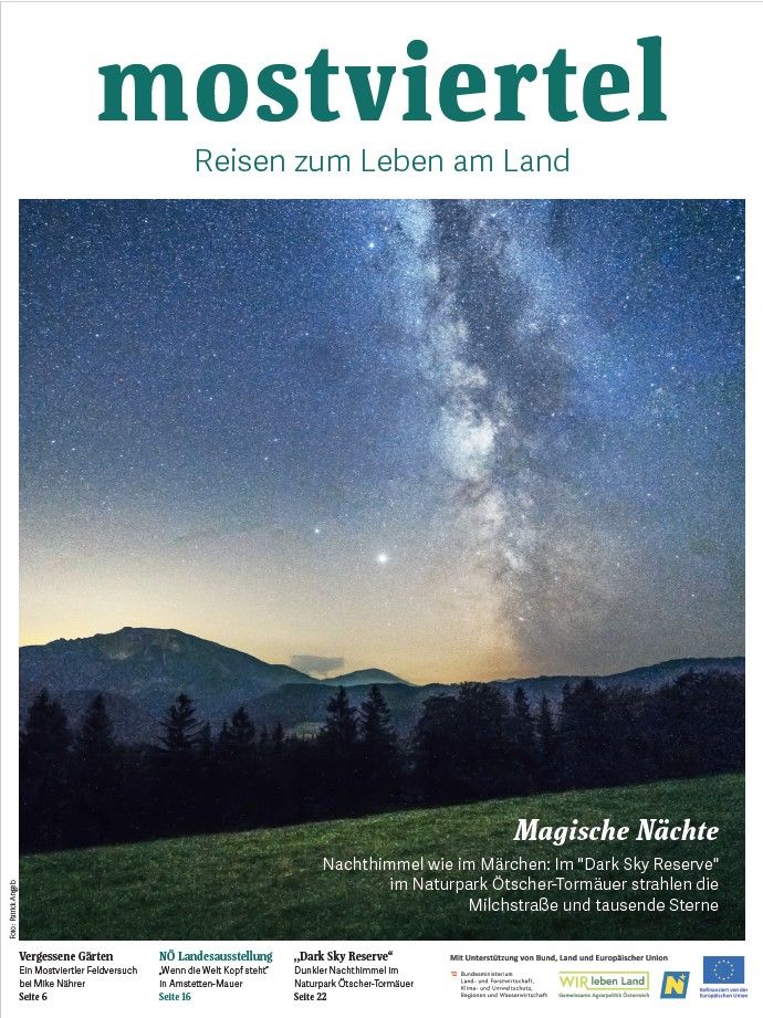Coverbild: Nachthimmel des "Dark Sky Reserve" im Naturpark Ötscher Tormäuer, wo die Milchstraße und tausende Sterne strahlen. 