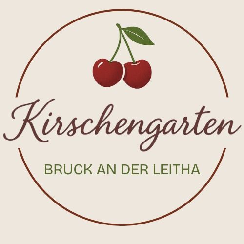 Logo mit zwei Kirschen und dem Text 'Kirschengarten Bruck an der Leitha'.