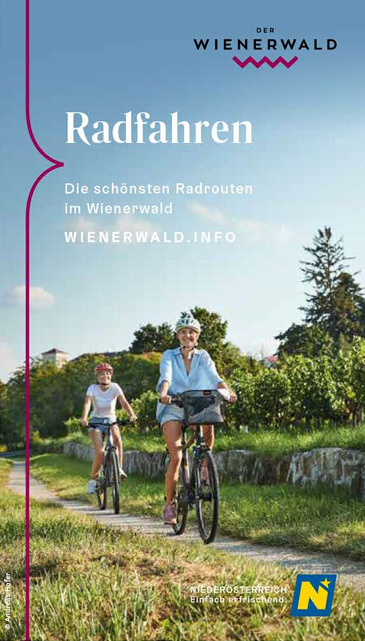 Coverbild: 2 Personen fahren auf einem Radweg und passieren Weingärten 