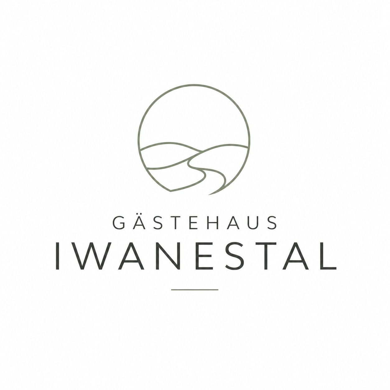Logo des Gästehauses Iwanestal mit stilisiertem Landschaftsmotiv.