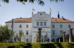 Rathaus Tulln mit Grünstreifen davor