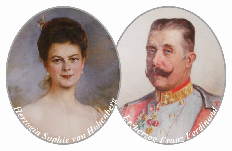 Porträts von Sophie von Hohenberg und Franz Ferdinand.