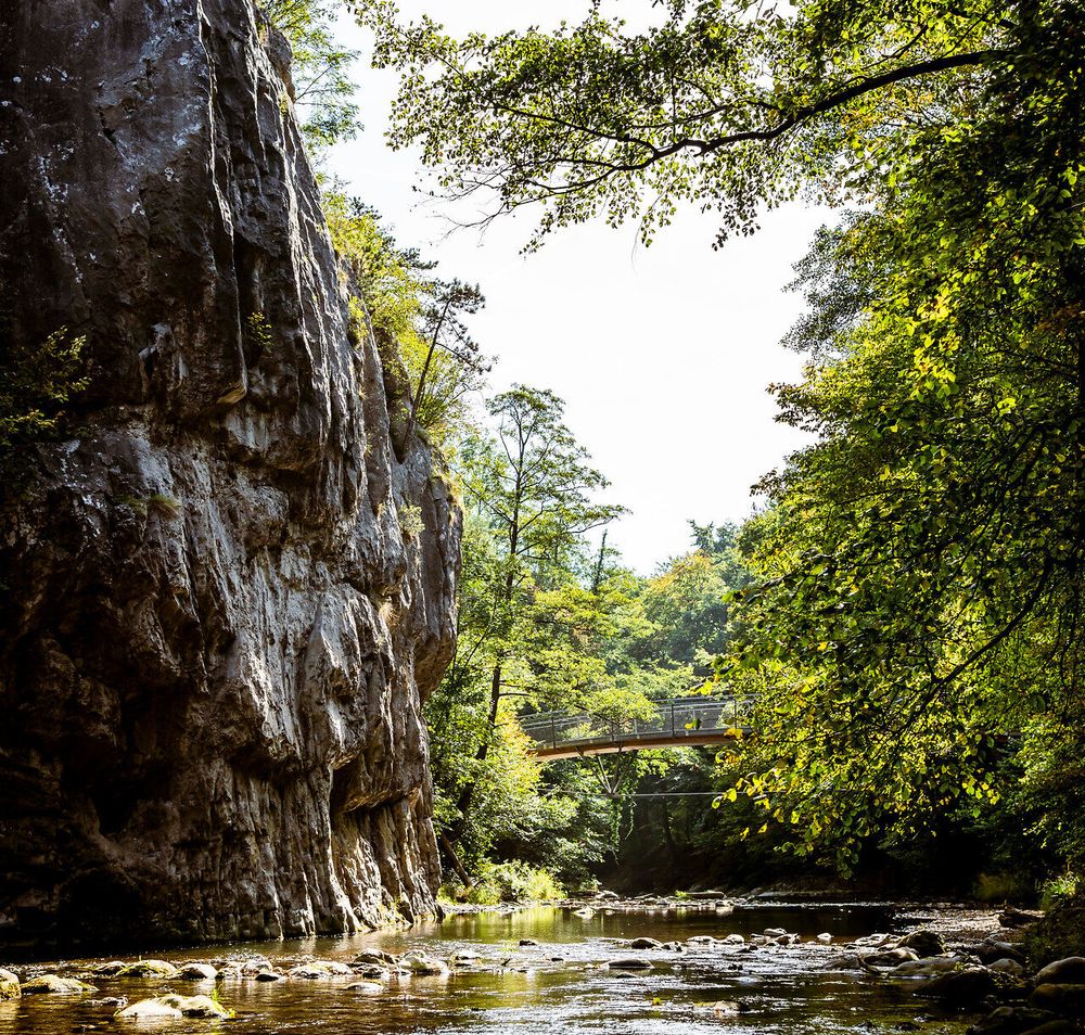 Das Helenental im Wienerwald verzaubert mit seiner malerischen Landschaft, wo sanfte Hügel und dichte Wälder harmonisch aufeinander treffen. Der glitzernde Fluss schlängelt sich durch die Natur und lädt zu erholsamen Spaziergängen ein, während die bunten Blätter der Bäume im Herbst eine warme Atmosphäre schaffen.