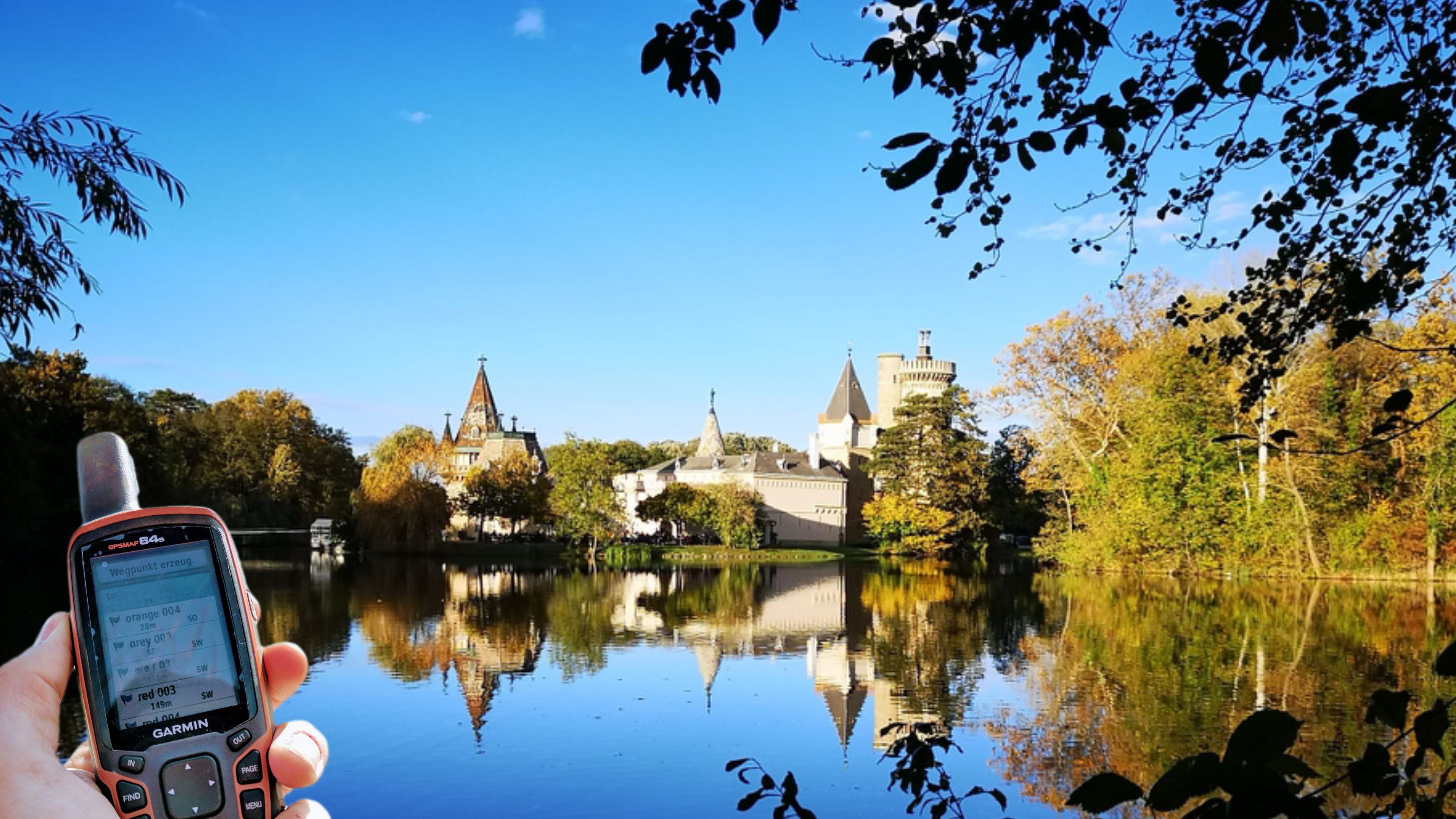 Schlosspark Laxenburg mit GPS Gerät