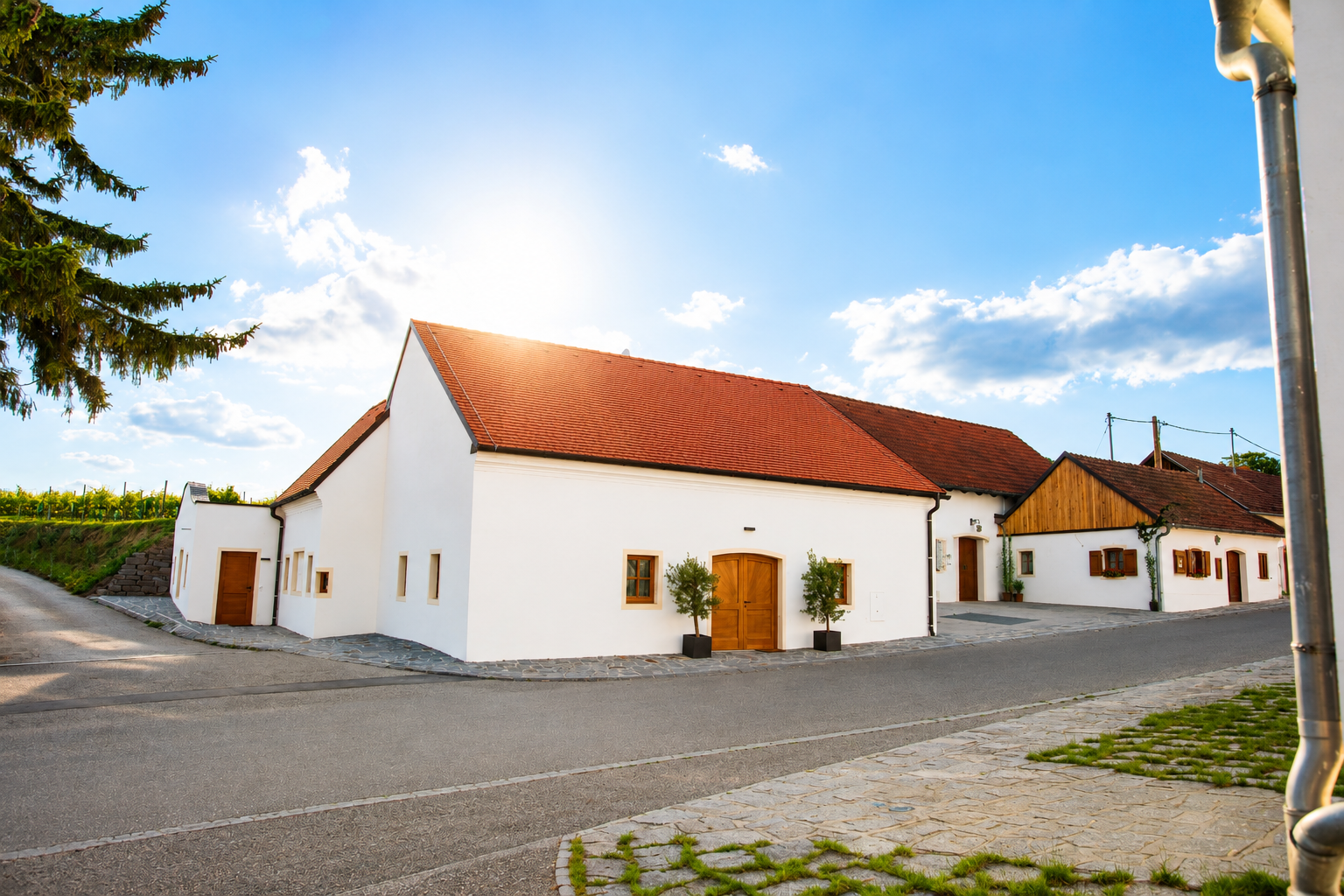 Ferienunterkunft am Wagram mit gemütlichen Terrassen und direkter Lage in den Weingärten.