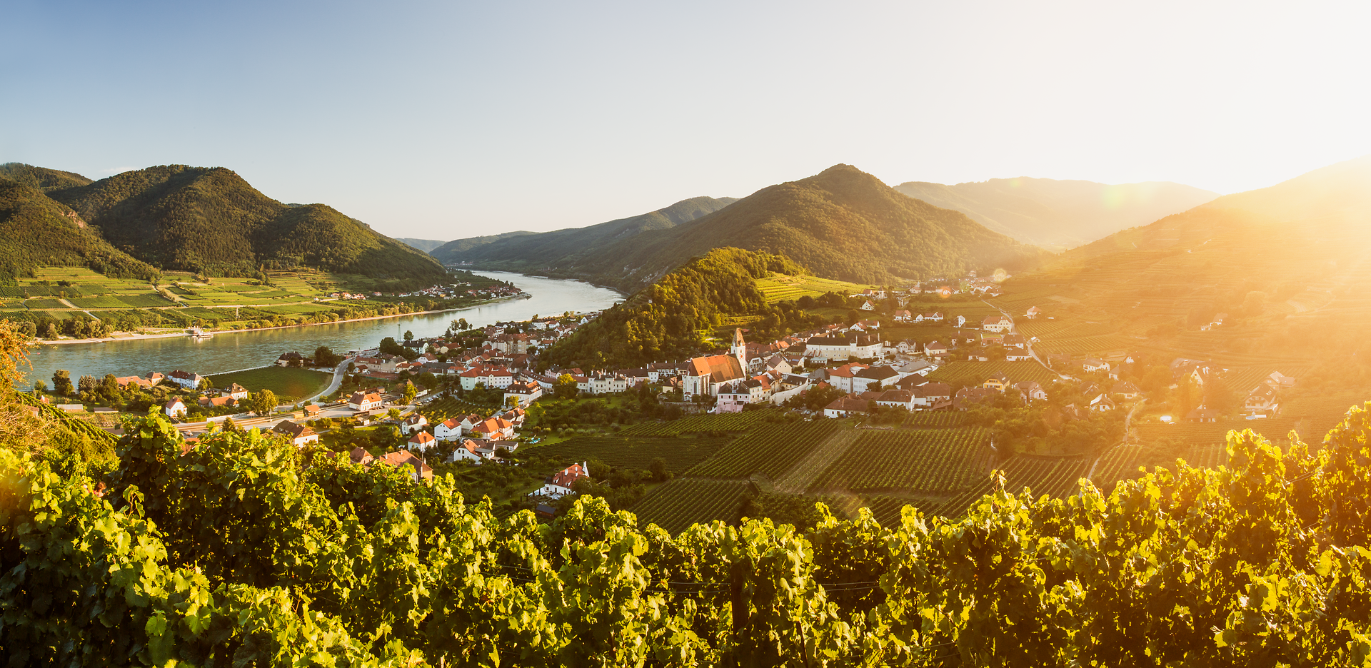 Die sanften Hügel und die glitzernde Donau umarmen das malerische Dorf, während die Weinreben in der warmen Abendsonne leuchten. Hier, wo die Natur und die Kultur harmonisch verschmelzen, lädt die Umgebung zu unvergesslichen Erlebnissen ein.