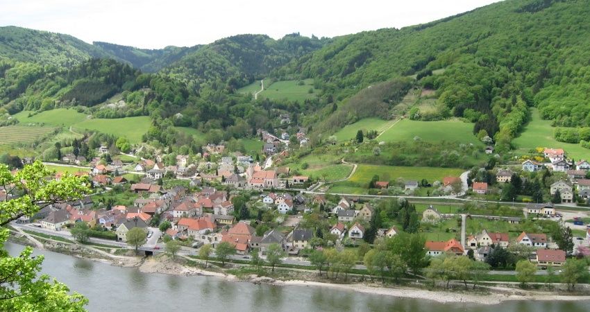 Blick über Aggsbach Markt und auf die Bireben