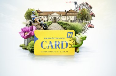 Niederösterreich-CARD mit Symbolen verschiedener Ausflugsziele, © www.niederoesterreich-card.at/bueroband