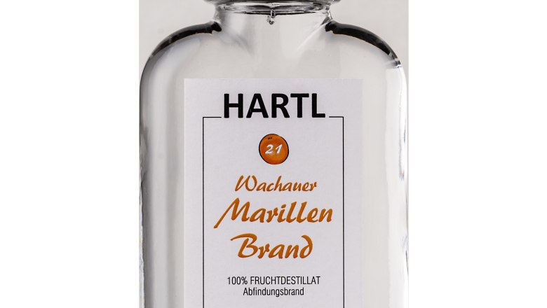 Flasche Wachauer Marillenbrand von Hartl, 41,5% vol, 0,1l.