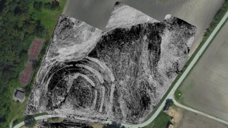 Messbild Georadar – Nordöstlich des Kreisgrabens sind Häuser zu erkennen, © LBI ArchPro