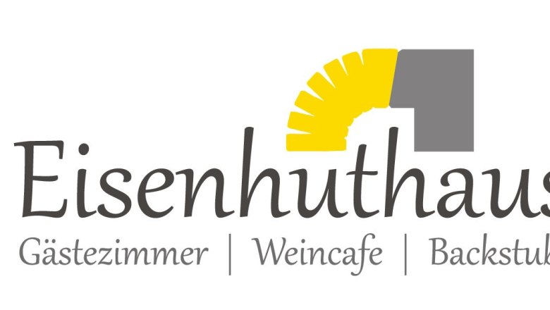 Logo des Eisenhuthauses mit gelbem und grauem Design.