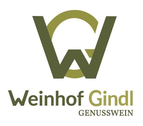 Logo des Weinhofs Gindl mit stilisiertem "WG" und dem Schriftzug "Weinhof Gindl Genusswein".