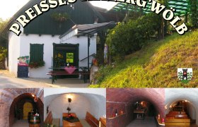 Außenansicht und Innenräume von Preissl's Kellerg'wölb.