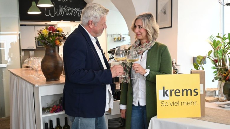 ein Paar stoßt mit Weingläsern an