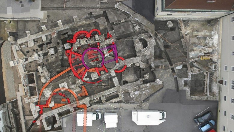 R&ouml;mischer Palast mit rundem Badegeb&auml;ude des 4./5. Jh. am Domplatz, &copy; Stadtmuseum St. P&ouml;lten