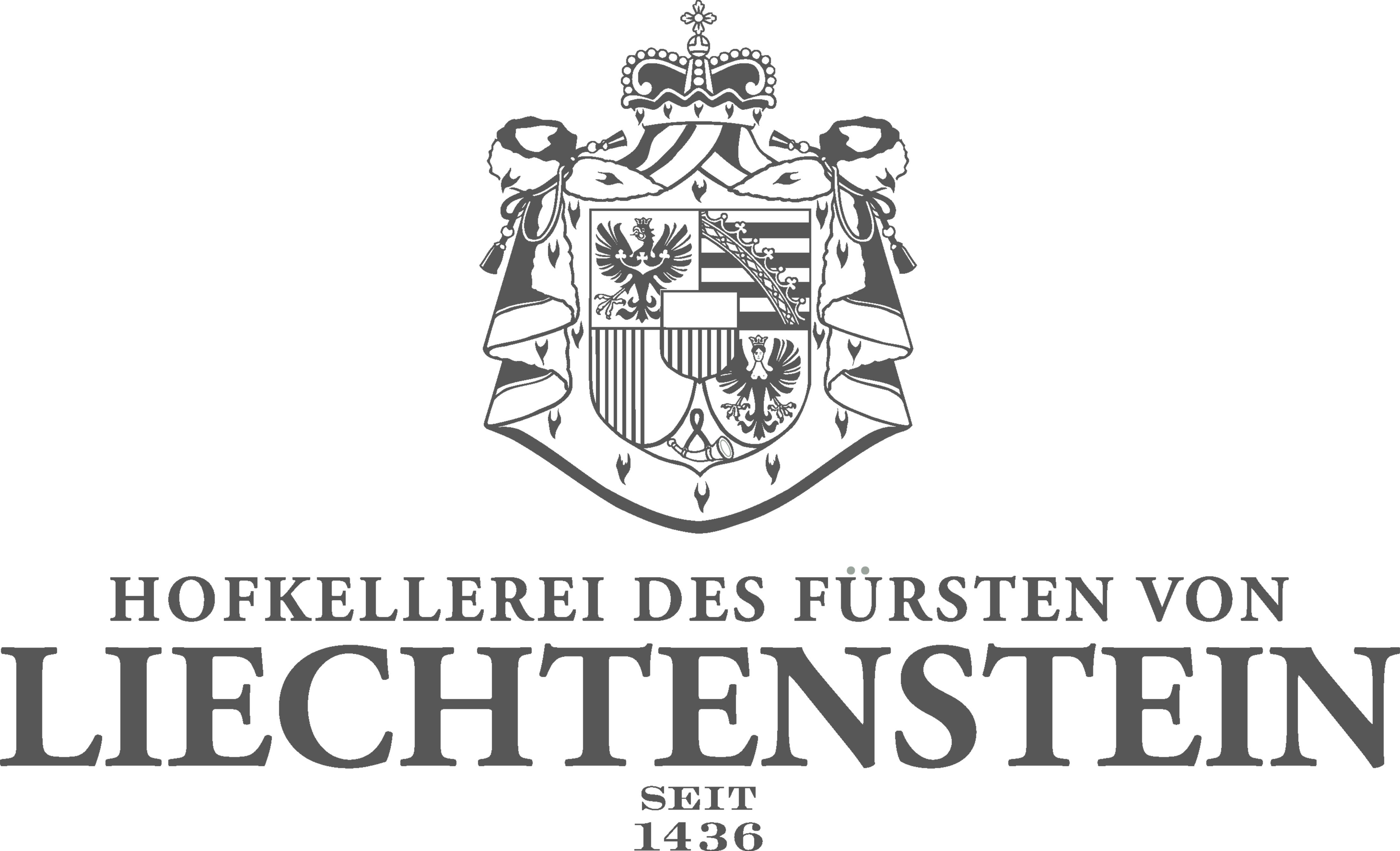 Logo der Hofkellerei des Fürsten von Liechtenstein mit Wappen und Schriftzug.