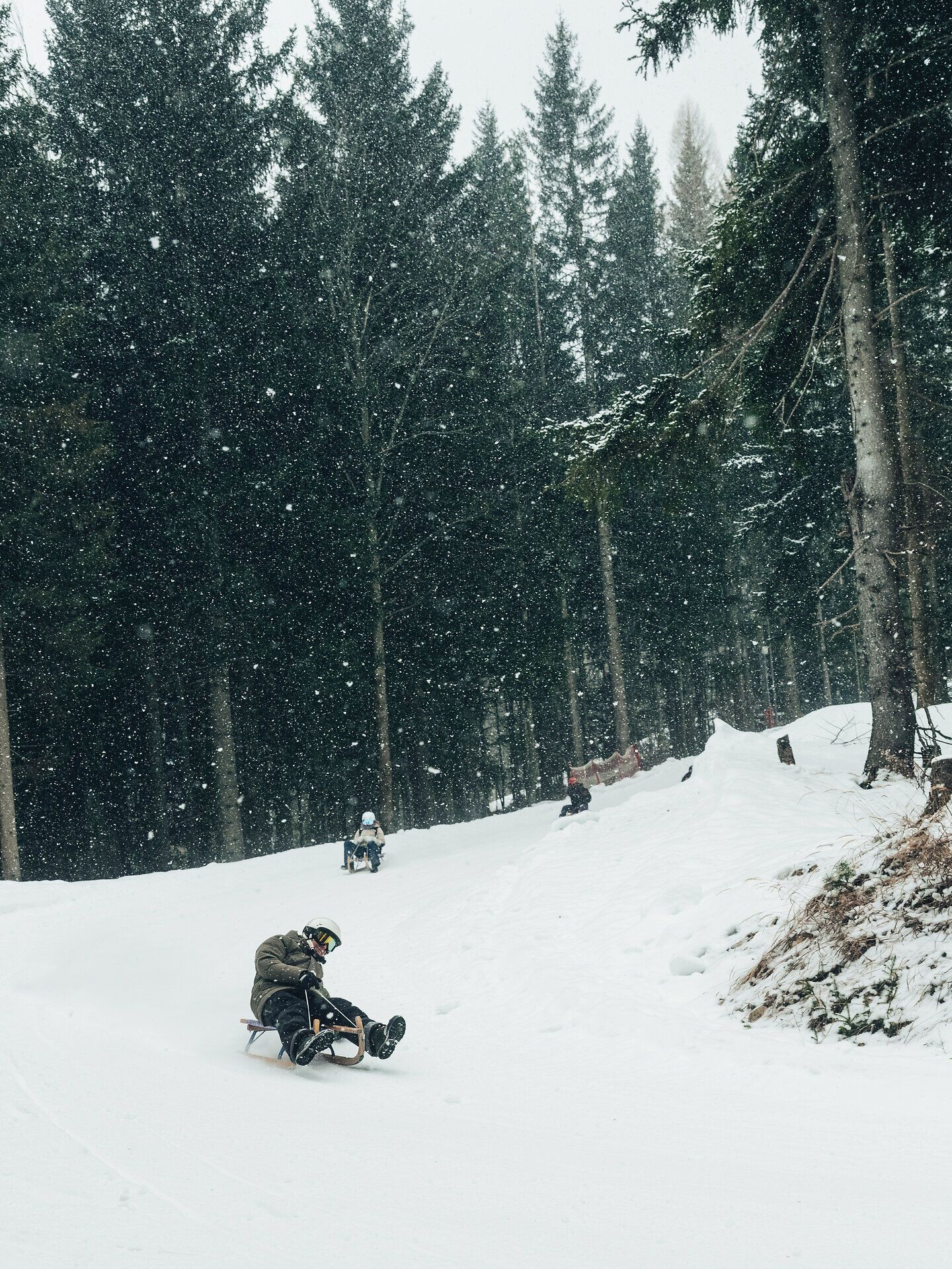 Der Schnee fällt sanft auf die verschneiten Hänge, während fröhliche Rodler mit viel Elan die Pisten hinunter sausen. Umgeben von majestätischen Tannen und der klaren Winterluft, erleben die Besucher hier unvergessliche Momente voller Spaß und Abenteuer.