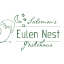 Logo des Eulen Nest G&auml;stehauses mit einer schlafenden Eule, Mond und Sternen.