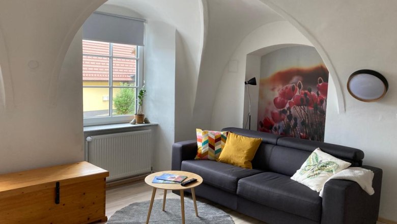 Wohnbereich, &copy; Appartement AltstadtLiebe, Fotograf Birgit Waschka