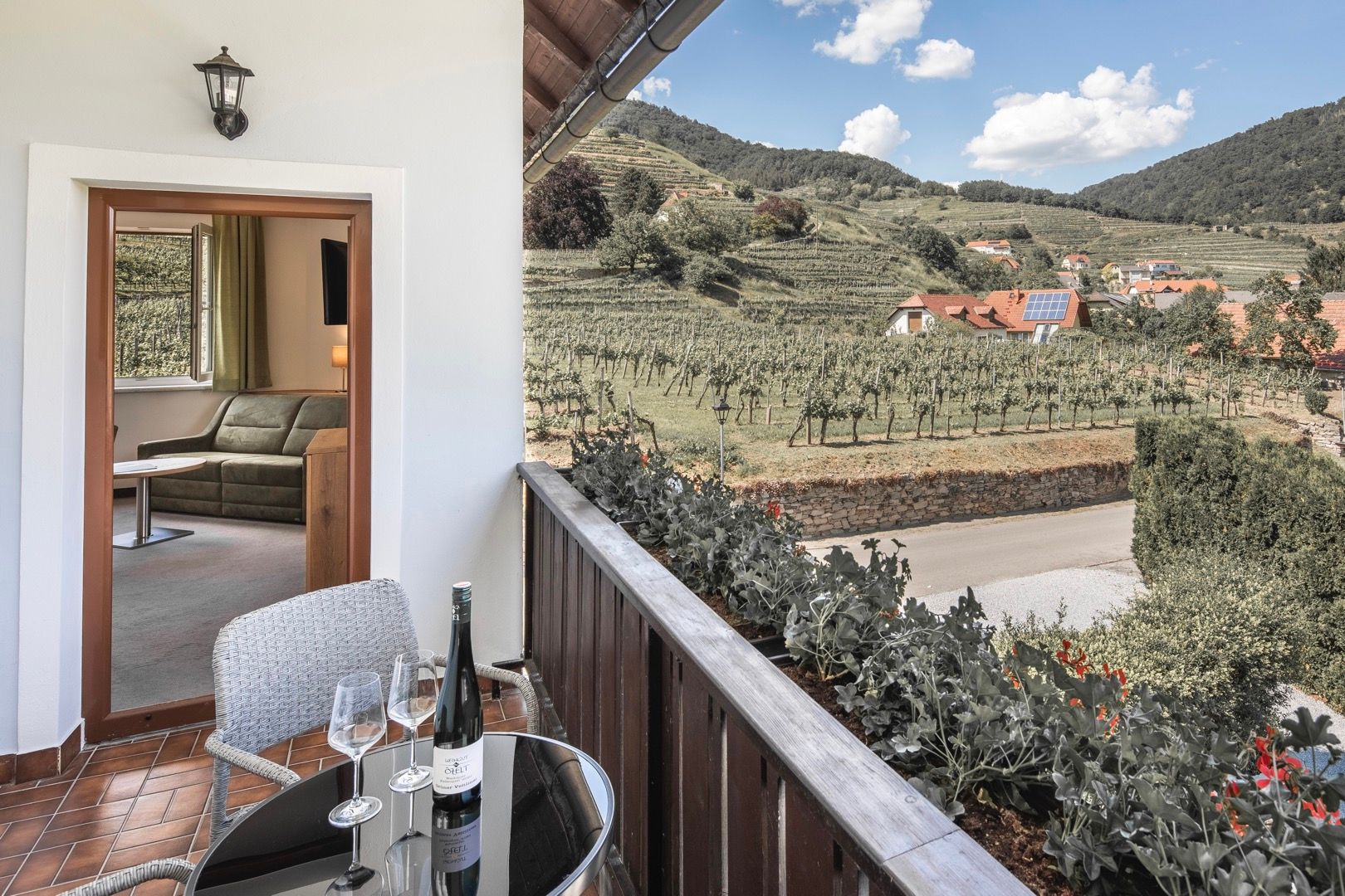 Balkon eines Zimmers im Haus Winzerin