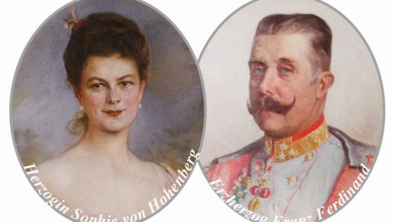 Porträts von Sophie von Hohenberg und Franz Ferdinand.