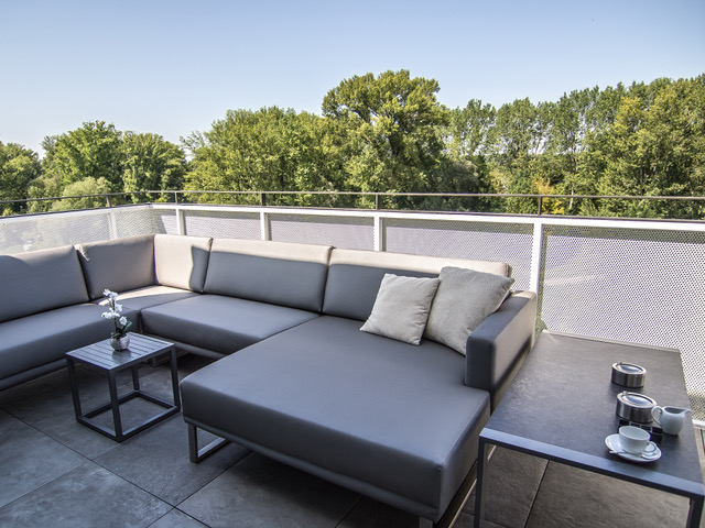 Ausblick von der Terrasse in die Tullner Au 