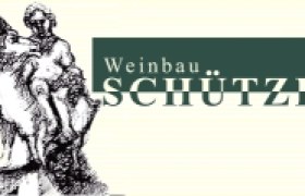 Logo von Weinbau Schützl mit einer Skulptur und Text.