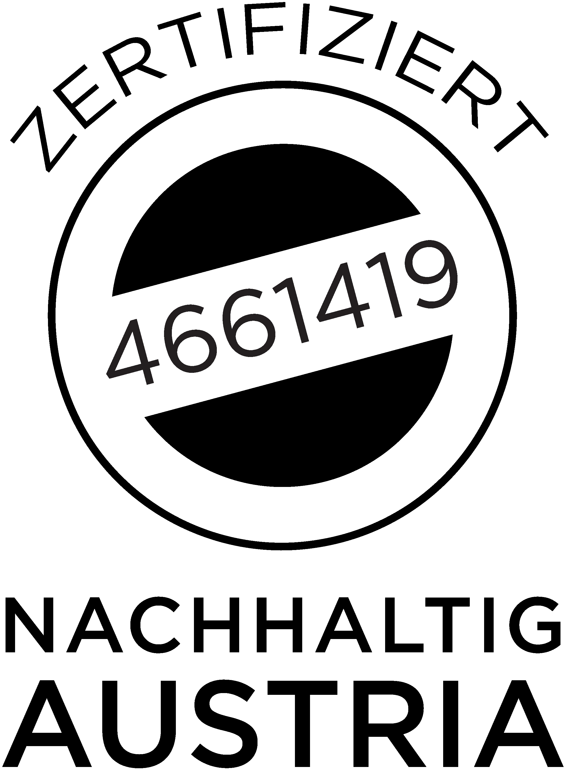 Logo des Nachhaltig Austria Siegels mit grünem Blatt und Schriftzug.