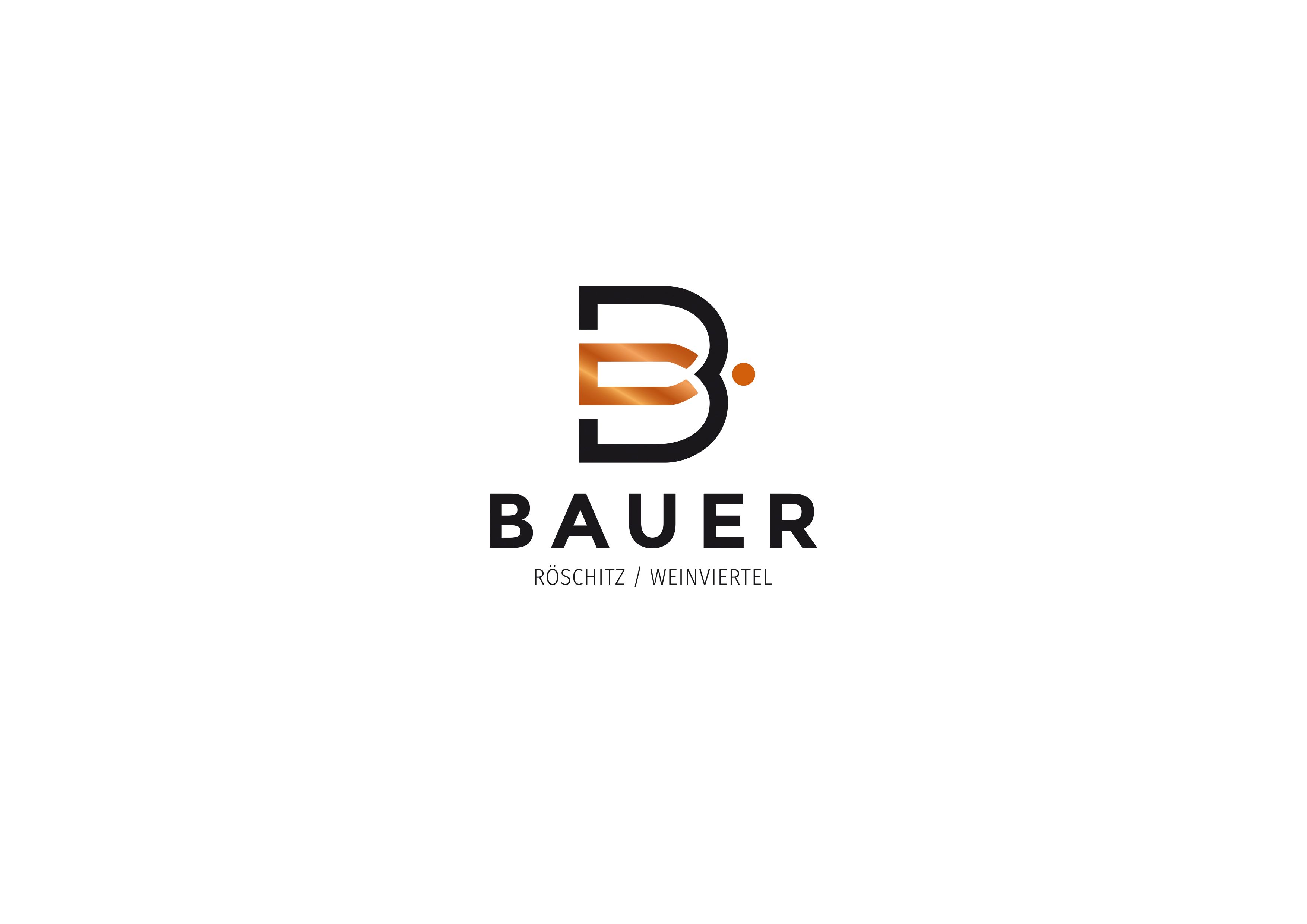 Logo von Bauer mit stilisiertem B und Text 'Röschitz / Weinviertel'.